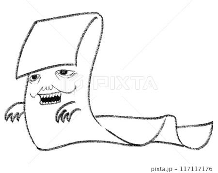 妖怪　一反木綿　線画 117117176