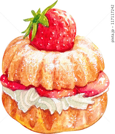 Strawberry dessert with food and drink watercolor png icon 117117242
