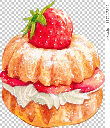 Strawberry dessert with food and drink watercolor png icon 117117242