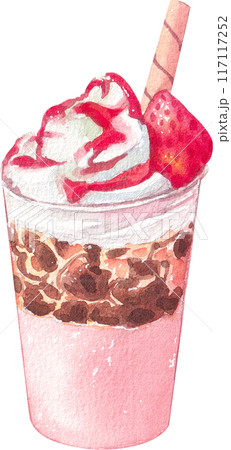 Strawberry dessert with food and drink watercolor png icon 117117252