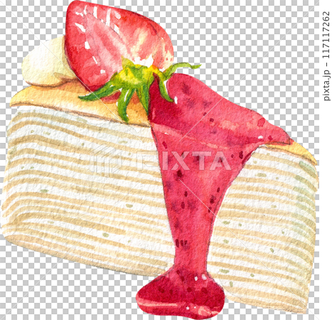 Strawberry dessert with food and drink watercolor png icon 117117262