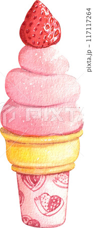 Strawberry dessert with food and drink watercolor png icon 117117264
