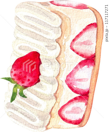 Strawberry dessert with food and drink watercolor png icon 117117271