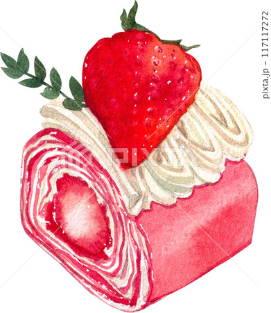 Strawberry dessert with food and drink watercolor png icon 117117272