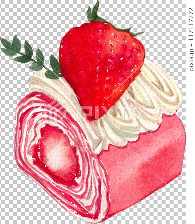 Strawberry dessert with food and drink watercolor png icon 117117272