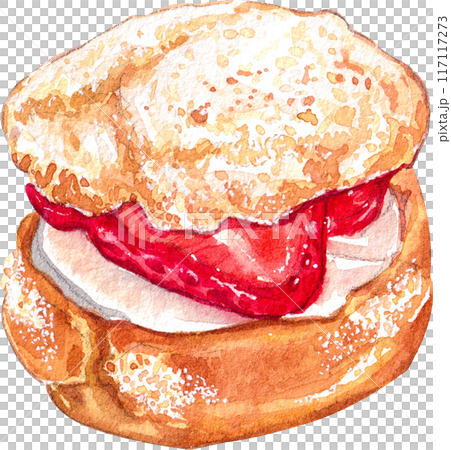 Strawberry dessert with food and drink watercolor png icon 117117273