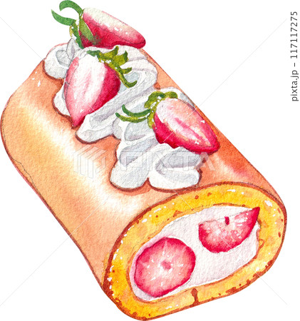 Strawberry dessert with food and drink watercolor png icon 117117275