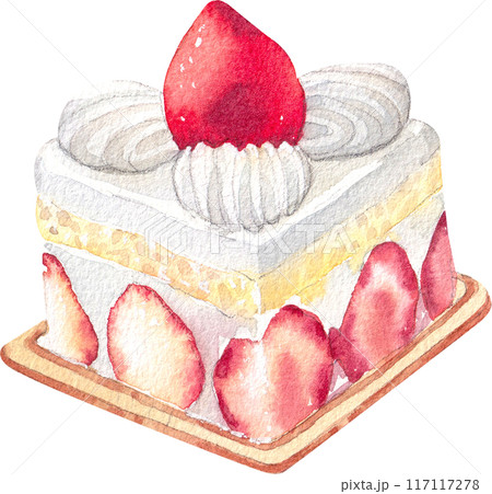 Strawberry dessert with food and drink watercolor png icon 117117278