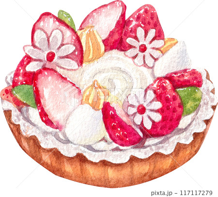 Strawberry dessert with food and drink watercolor png icon Strawberry dessert with food and drink watercolor png icon 117117279