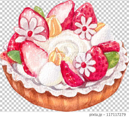 Strawberry dessert with food and drink watercolor png icon Strawberry dessert with food and drink watercolor png icon 117117279