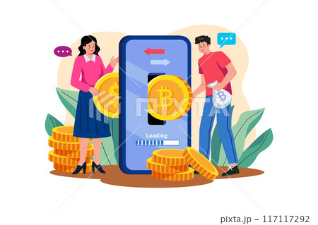 Cryptocurrency Exchange Illustration concept on white background Cryptocurrency Exchange Illustration concept on white background 117117292