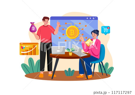 How To Buy Bitcoin Illustration concept on white background 117117297