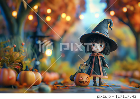 ハロウィンの仮装をした女の子 ハロウィンの仮装をした女の子 117117342