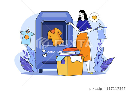 Woman donates clothes to charity 117117365