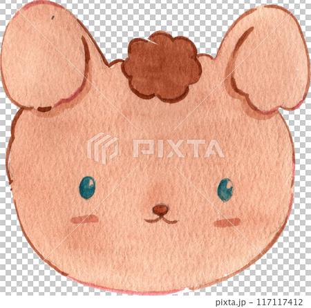 Cute rabbit dooddle watercolor png icon 117117412