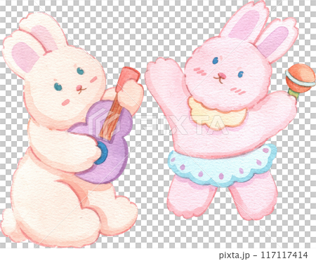 Cute rabbit dooddle watercolor png icon Cute rabbit dooddle watercolor png icon 117117414
