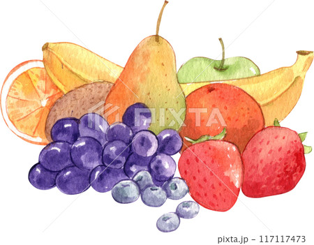Waffles with fruit fillings.Sweet pastries with cream and fruits.PNG watercolor icon 117117473