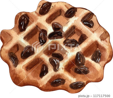 Waffles with fruit fillings.Sweet pastries with cream and fruits.PNG watercolor icon Waffles with fruit fillings.Sweet pastries with cream and fruits.PNG watercolor icon 117117500