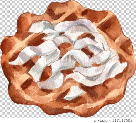 Waffles with fruit fillings.Sweet pastries with cream and fruits.PNG watercolor icon Waffles with fruit fillings.Sweet pastries with cream and fruits.PNG watercolor icon 117117502