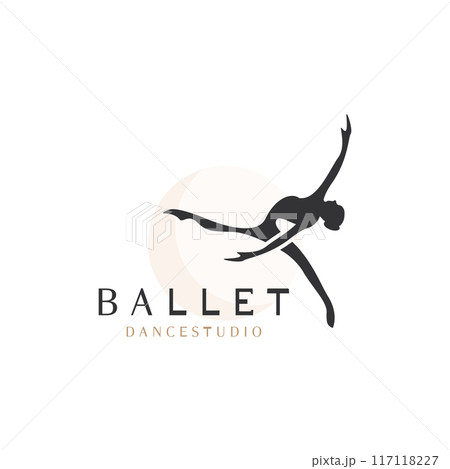Ballet Dance studio logo design. Silhouette of a girl Dancing class abstract figure template 117118227