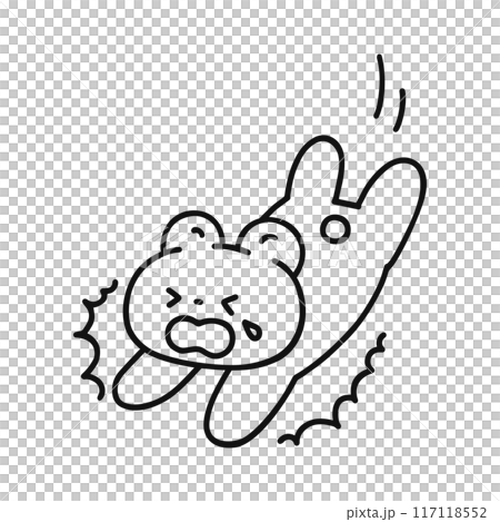 転んでしまった可愛いクマ・線画 117118552