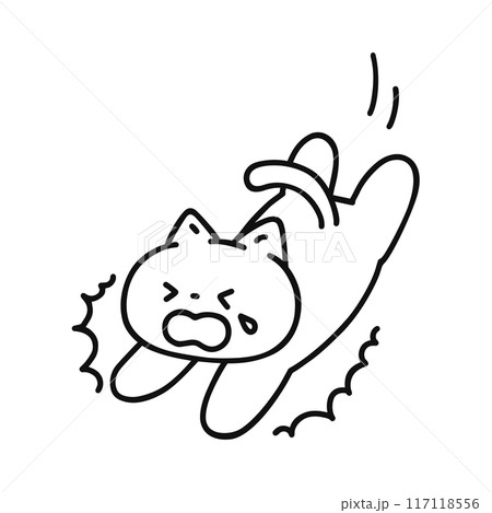 転んでしまった可愛い猫・線画 117118556
