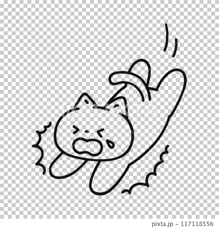 転んでしまった可愛い猫・線画 117118556