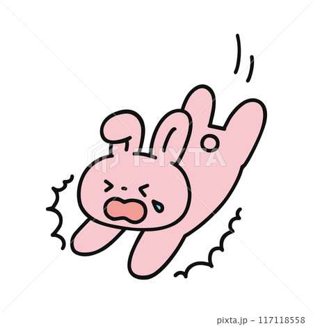 転んでしまった可愛いウサギ 117118558