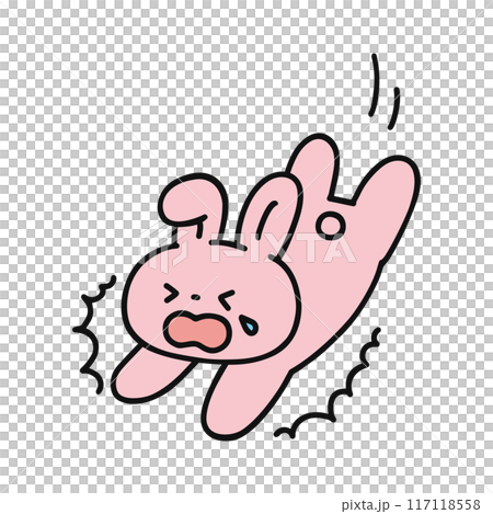転んでしまった可愛いウサギ 117118558