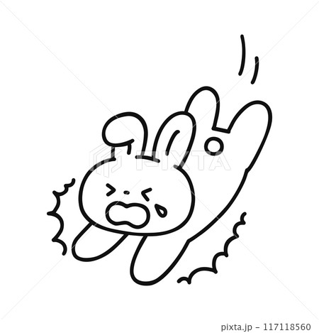 転んでしまった可愛いウサギ・線画 117118560