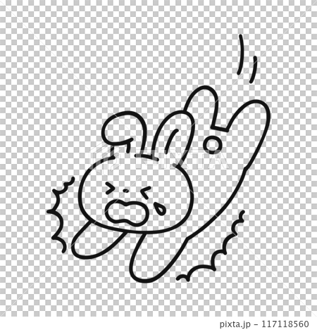 転んでしまった可愛いウサギ・線画 117118560