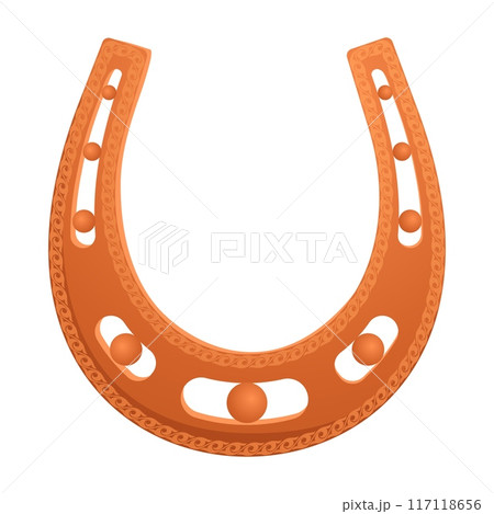 Horseshoe symbol. Good luck. Bronze horse shoe. Blacksmith success. Copper talisman. Animal foot. Fortune amulet. Cowboy ranch. Equestrian lucky chance. Horsey emblem. Rodeo vector icon Horseshoe symbol. Good luck. Bronze horse shoe. Blacksmith success. Copper talisman. Animal foot. Fortune amulet. Cowboy ranch. Equestrian lucky chance. Horsey emblem. Rodeo vector icon 117118656
