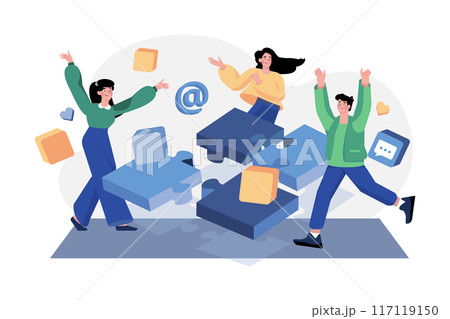 Team in social networks working. 117119150