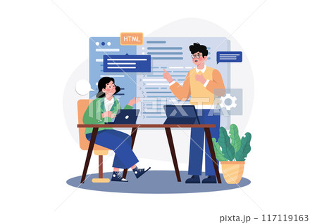 Team writes code programming for app or website 117119163