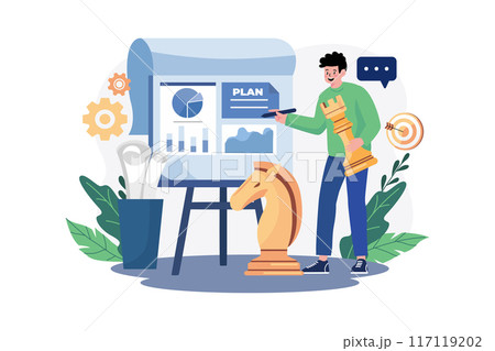 Strategic Planning Illustration concept. A flat illustration isolated on white background Strategic Planning Illustration concept. A flat illustration isolated on white background 117119202