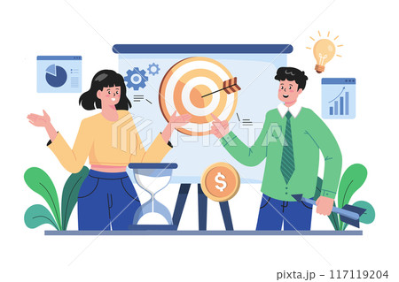 Strategic Planning Illustration concept. A flat illustration isolated on white background Strategic Planning Illustration concept. A flat illustration isolated on white background 117119204
