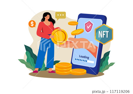 NFT trading Illustration concept on white background 117119206