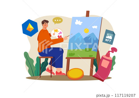 NFT artist Illustration concept on white background 117119207