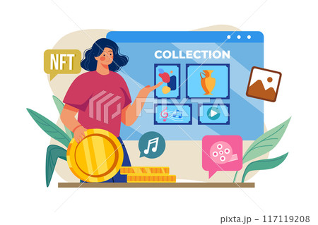 NFT collection Illustration concept on white background 117119208