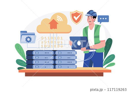 Server Maintenance Illustration concept on white background 117119263