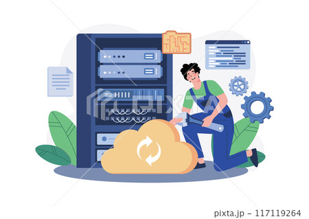 Server Maintenance Illustration concept on white background 117119264
