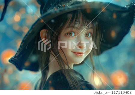 ハロウィンパーティーを楽しむ女性 117119408