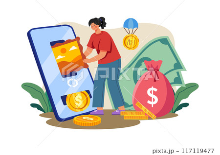 NFT exchange Illustration concept on white background NFT exchange Illustration concept on white background 117119477