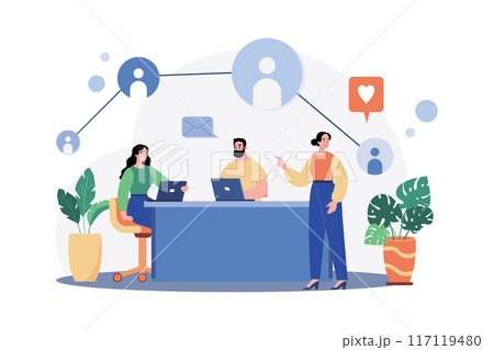 Teamwork Illustration concept. A flat illustration isolated on white background 117119480