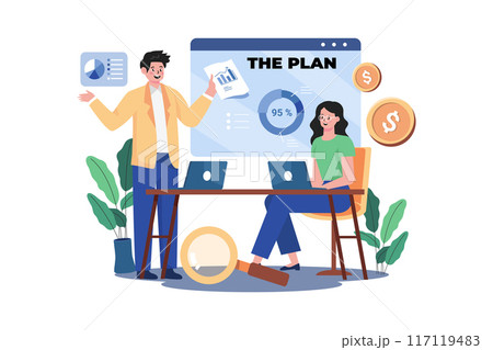 Strategic Planning Illustration concept. A flat illustration isolated on white background Strategic Planning Illustration concept. A flat illustration isolated on white background 117119483