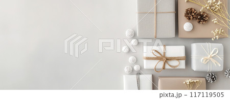 Beautiful Holiday Design Background with Gifts 117119505