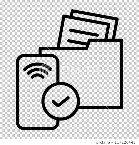 表示資料夾中的文件和智慧型手機正常運作的圖示。 表示資料夾中的文件和智慧型手機正常運作的圖示。 117120443