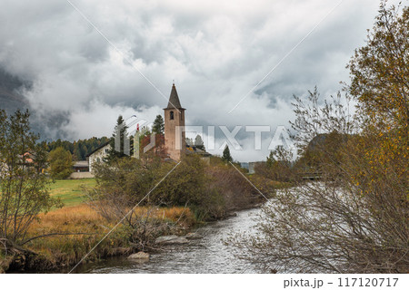 The small church of Sils in Engadine Switzerland 117120717