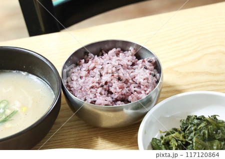 korean meal steam purple rice korean meal steam purple rice 117120864