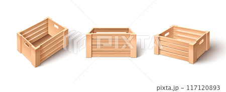 Wooden crates set isolated on white background 117120893